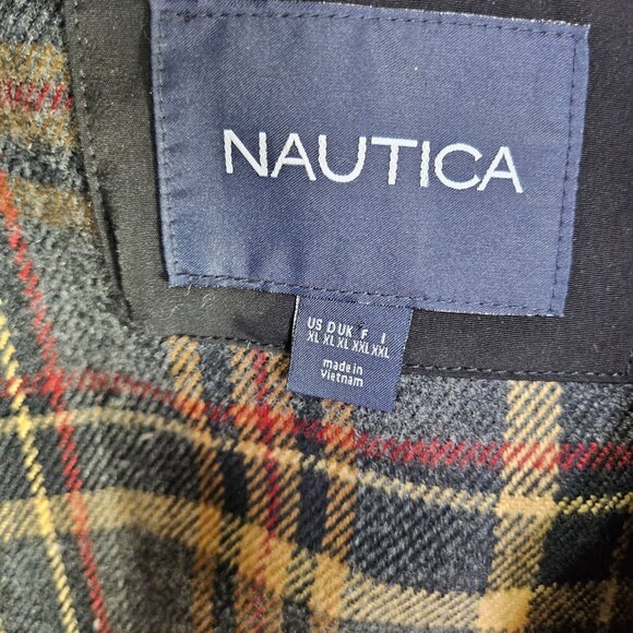 Nautica Red Hooded Jacket With Plaid Lining XL Water-Resistant ButtonZip Closure - Picture 4 of 7